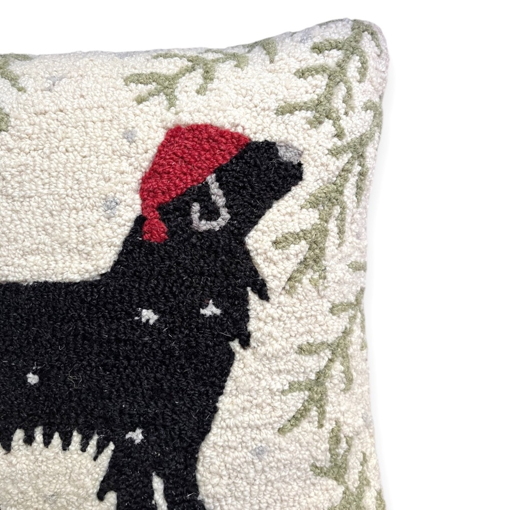 NWT Sundance Dog Christmas Pillow, 18” x 18,” MSRP $118 - Picture 2 of 7
